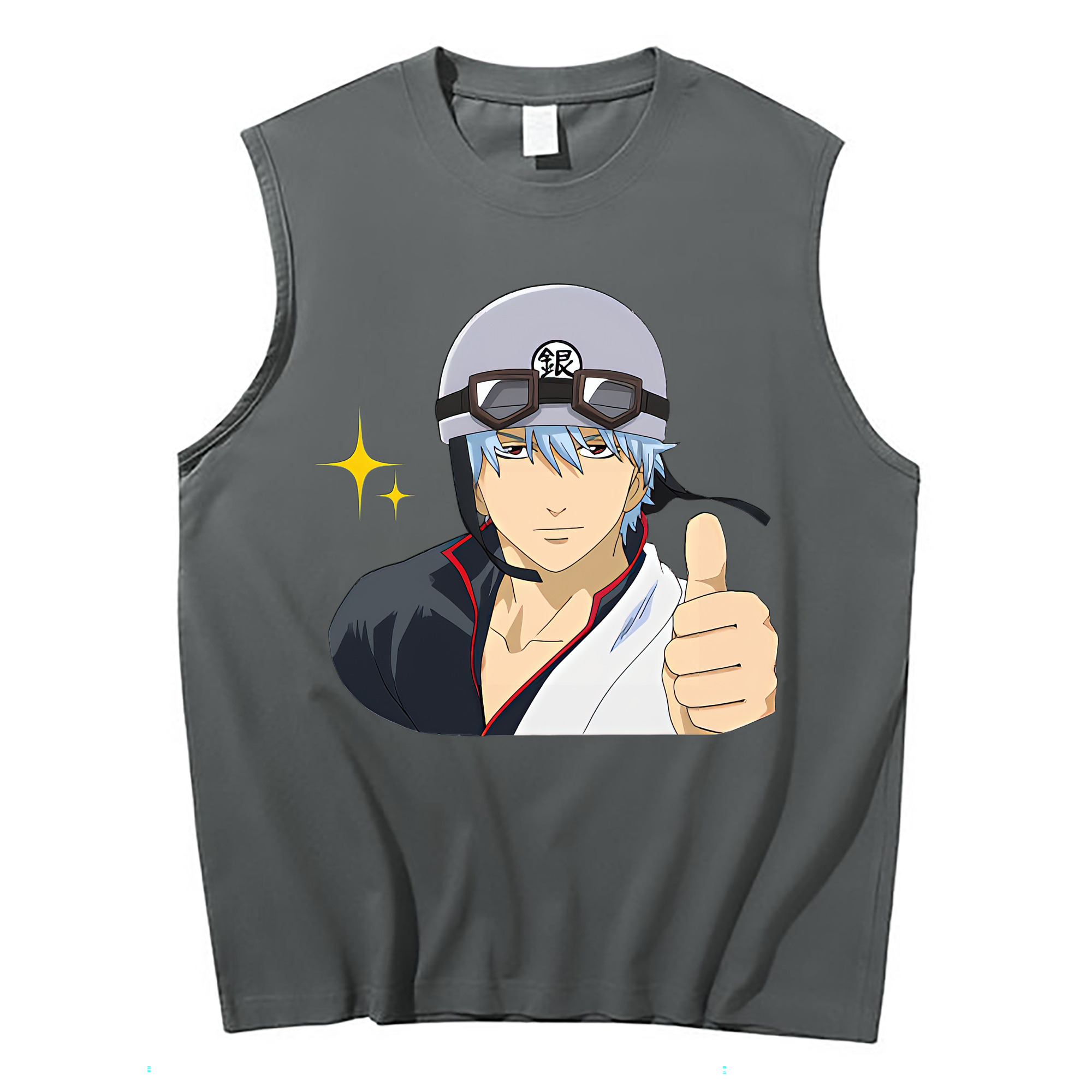 （画像用） ぎんたま 坂田銀時（さかたぎんとき） 神楽 志村新八（しむら しんぱち） GINTAMA Sakata Gintoki Kagura Shimura Shinpachi コットン100％タンクトップ（フロントプリント）